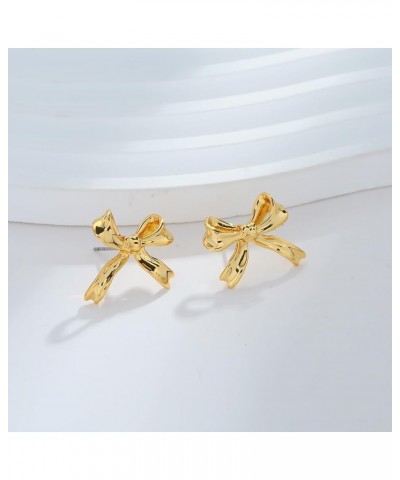 Gold And Silver Bow Earrings For Women Cute Ribbon Bow $9.00 Earrings