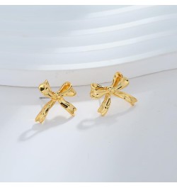 Gold And Silver Bow Earrings For Women Cute Ribbon Bow $9.00 Earrings