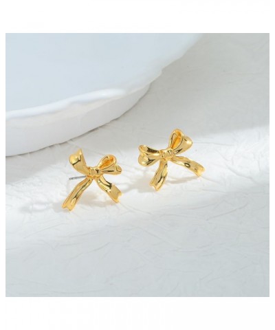 Gold And Silver Bow Earrings For Women Cute Ribbon Bow $9.00 Earrings