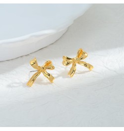 Gold And Silver Bow Earrings For Women Cute Ribbon Bow $9.00 Earrings