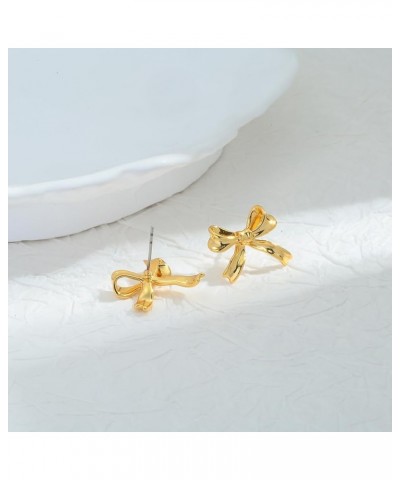 Gold And Silver Bow Earrings For Women Cute Ribbon Bow $9.00 Earrings