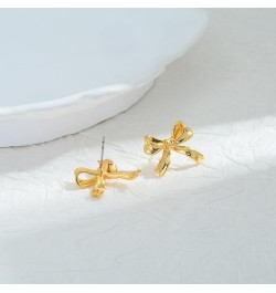 Gold And Silver Bow Earrings For Women Cute Ribbon Bow $9.00 Earrings