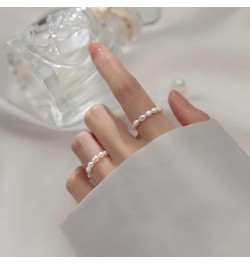 Stretch Freshwater Pearl Rings Beaded Adjustable Stacking Rings Gift for Women Teen Girls Mother Daughter Elegant Jewelry Whi...