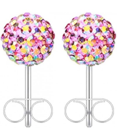 Multi-Sprinkle Dot Multi Gem Aurora Ball Ear Stud Earrings Pink/Aurora Borealis, Ball Size: 10mm $10.19 Earrings