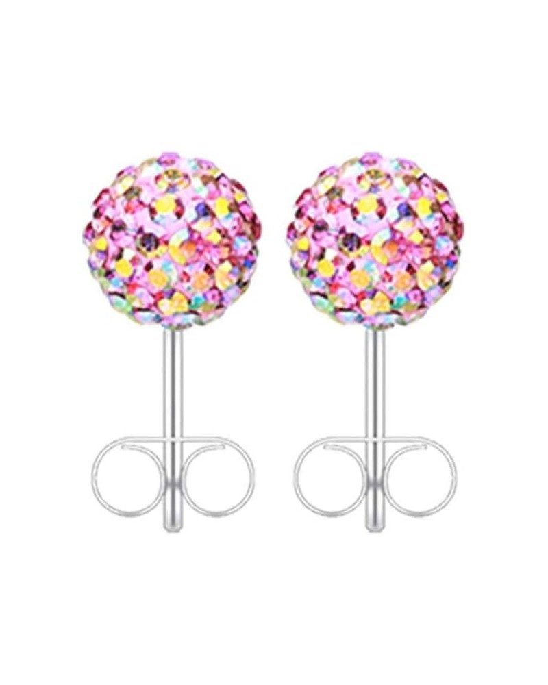 Multi-Sprinkle Dot Multi Gem Aurora Ball Ear Stud Earrings Pink/Aurora Borealis, Ball Size: 10mm $10.19 Earrings