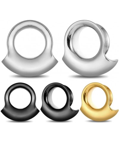 2PCS 8mm-25mm (0G-1") Cuff Lobes Gauges for Ears Basic Ear Plugs Tunnels for Stretched Ears Hypoallergenic 316 Stainless Stee...