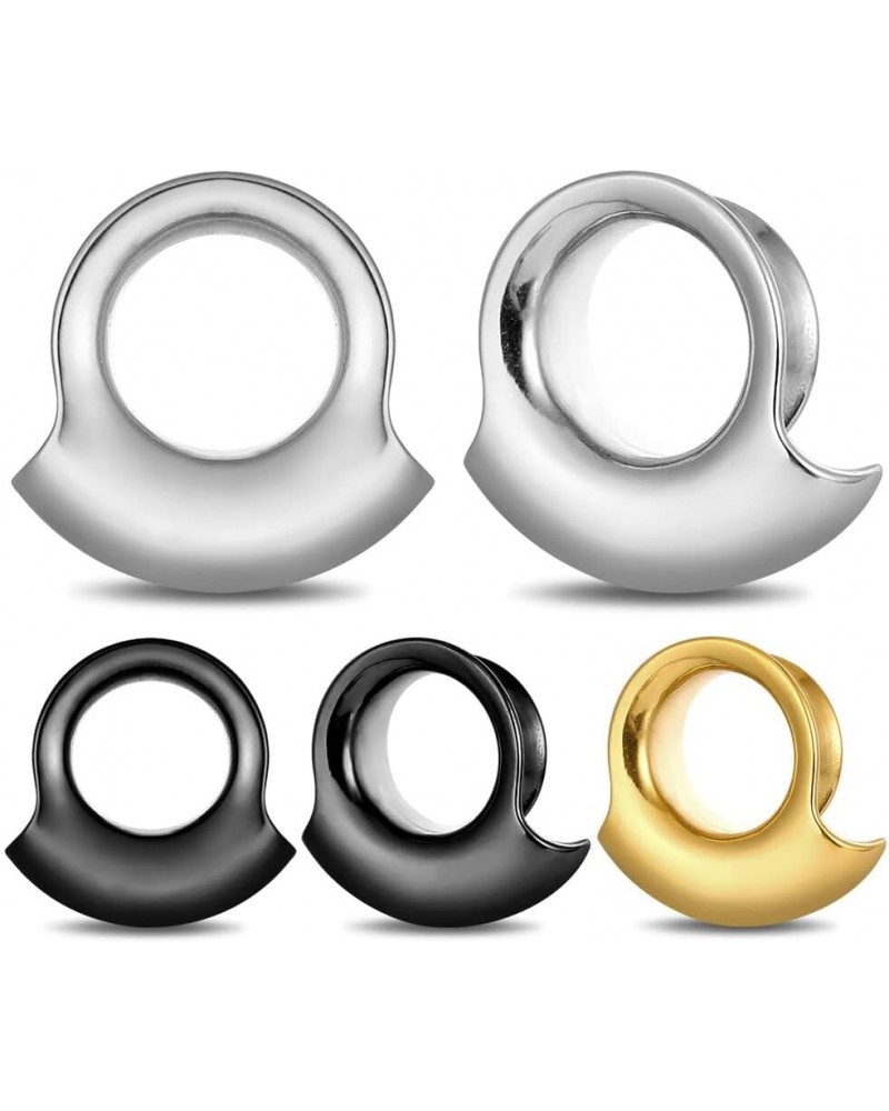 2PCS 8mm-25mm (0G-1") Cuff Lobes Gauges for Ears Basic Ear Plugs Tunnels for Stretched Ears Hypoallergenic 316 Stainless Stee...