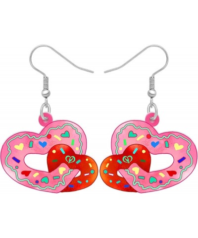 Acrylic Valentines Day Cute Love Heart Donuts Earrings Dangle Fashion Jewelry for Women Girls Kids Charm Gift Rose $6.62 Earr...