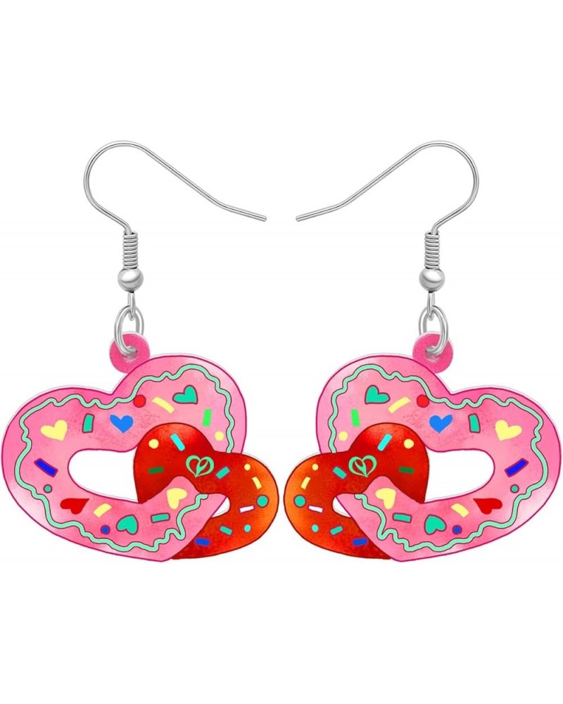 Acrylic Valentines Day Cute Love Heart Donuts Earrings Dangle Fashion Jewelry for Women Girls Kids Charm Gift Rose $6.62 Earr...