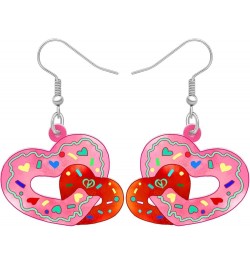 Acrylic Valentines Day Cute Love Heart Donuts Earrings Dangle Fashion Jewelry for Women Girls Kids Charm Gift Rose $6.62 Earr...