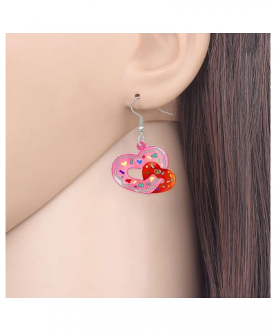 Acrylic Valentines Day Cute Love Heart Donuts Earrings Dangle Fashion Jewelry for Women Girls Kids Charm Gift Rose $6.62 Earr...