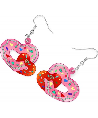 Acrylic Valentines Day Cute Love Heart Donuts Earrings Dangle Fashion Jewelry for Women Girls Kids Charm Gift Rose $6.62 Earr...