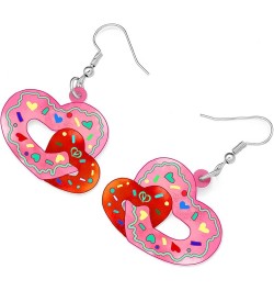 Acrylic Valentines Day Cute Love Heart Donuts Earrings Dangle Fashion Jewelry for Women Girls Kids Charm Gift Rose $6.62 Earr...