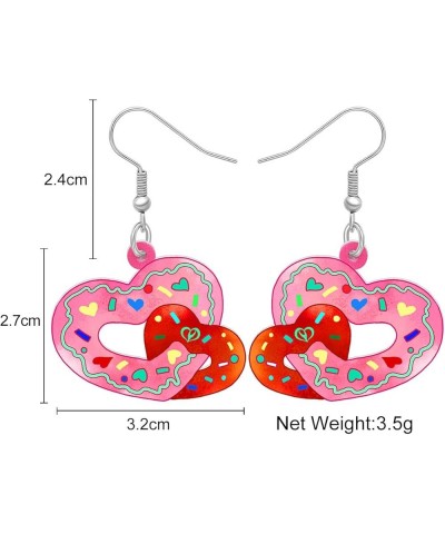 Acrylic Valentines Day Cute Love Heart Donuts Earrings Dangle Fashion Jewelry for Women Girls Kids Charm Gift Rose $6.62 Earr...