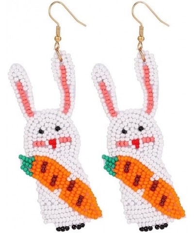 Easter Handmade Rabbit Carrot Bunny Eggs Small Colorful Bead Cute Funny Lovely Drop Dangle Earrings Statement Holiday Jewelry...