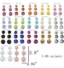 Sequin Ball Dangle Stud Earrings for Women Beaded Statement Drop Earrings Black+Fuchsia $10.25 Earrings