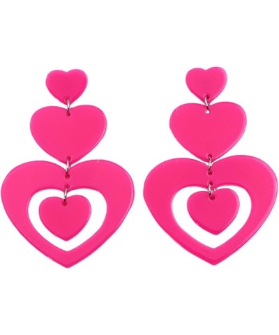 Colorful Valentine's Day Heart Shape Love Resin Acrylic Earrings Hollow Pink Heart Earrings for Women Girls Jewelry F $4.75 E...