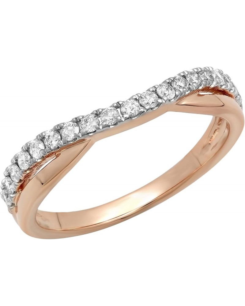 0.30 Carat (ctw) Round Diamond Ladies Wedding Guard Contour Band 1/3 CT, 10K Gold 5.5 Rose Gold $140.37 Rings