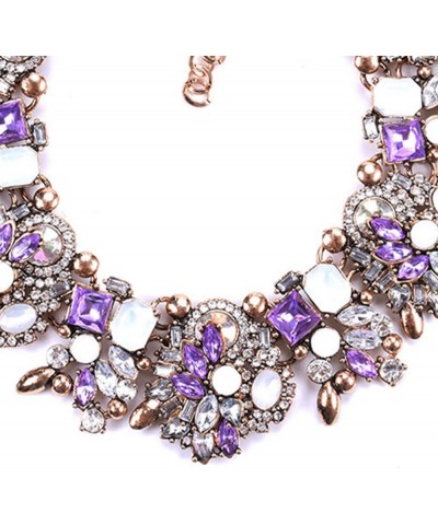 Bib Statement Necklace Colorful Glass Crystal Collar Choker Necklace for Women Fashion Accessories Purple + White $11.94 Neck...