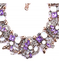 Bib Statement Necklace Colorful Glass Crystal Collar Choker Necklace for Women Fashion Accessories Purple + White $11.94 Neck...