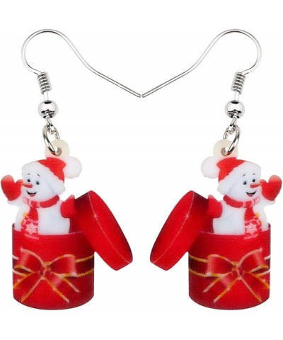 Cute Acrylic Cartoon Christmas Snowman Earrings Drop Dangle Decoration Costumes Jewelry For Women Girls Gift New Year Cherry ...