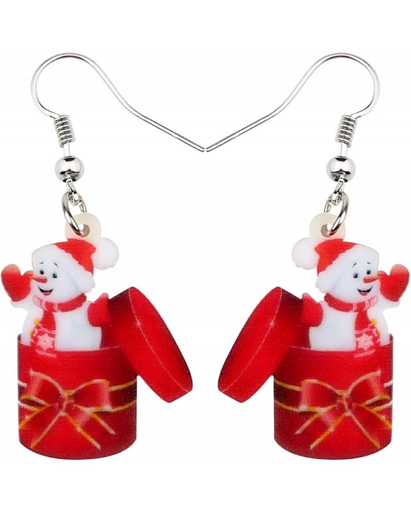 Cute Acrylic Cartoon Christmas Snowman Earrings Drop Dangle Decoration Costumes Jewelry For Women Girls Gift New Year Cherry ...