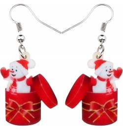 Cute Acrylic Cartoon Christmas Snowman Earrings Drop Dangle Decoration Costumes Jewelry For Women Girls Gift New Year Cherry ...