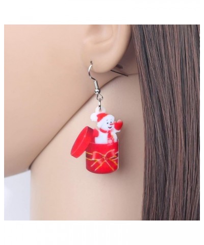 Cute Acrylic Cartoon Christmas Snowman Earrings Drop Dangle Decoration Costumes Jewelry For Women Girls Gift New Year Cherry ...