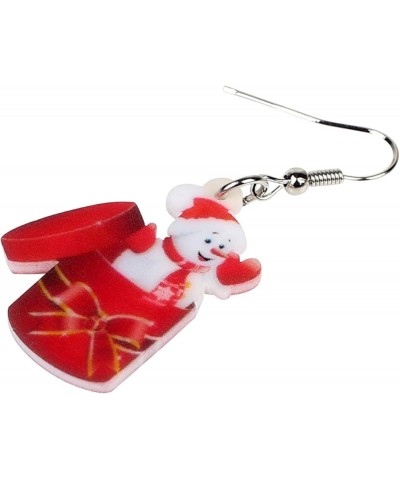 Cute Acrylic Cartoon Christmas Snowman Earrings Drop Dangle Decoration Costumes Jewelry For Women Girls Gift New Year Cherry ...