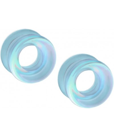 Clear Iridescent Hollow Glass Double Flared Tunnel Plugs, Sold As Pair 16mm (5/8") $9.87 Body Jewelry