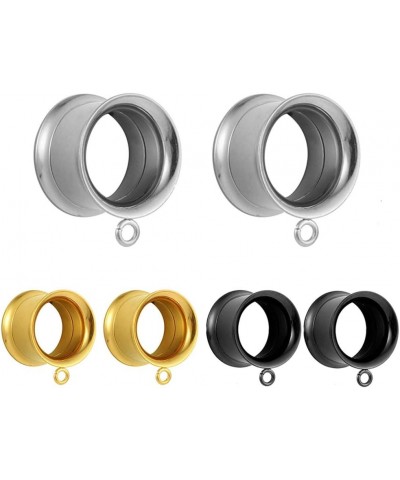 6 PCS 6mm-25mm Hypoallergenic 316 Stainless Steel Hot Silver Gold Black Ear Piercing Tunnels for Dangles DIY Ear Gauges Weddi...