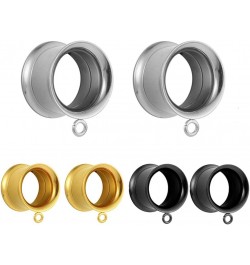 6 PCS 6mm-25mm Hypoallergenic 316 Stainless Steel Hot Silver Gold Black Ear Piercing Tunnels for Dangles DIY Ear Gauges Weddi...