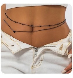 Boho Waist Chain Black Layered Belly Chain Love Heart Belt Chain Jewelry for Women $8.09 Body Jewelry