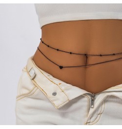 Boho Waist Chain Black Layered Belly Chain Love Heart Belt Chain Jewelry for Women $8.09 Body Jewelry