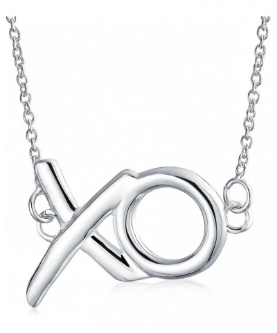 Minimalist Hugs And Kisses XO Station Pendant Necklace For Women For Teen .925 Sterling Silver With Chain $19.13 Necklaces