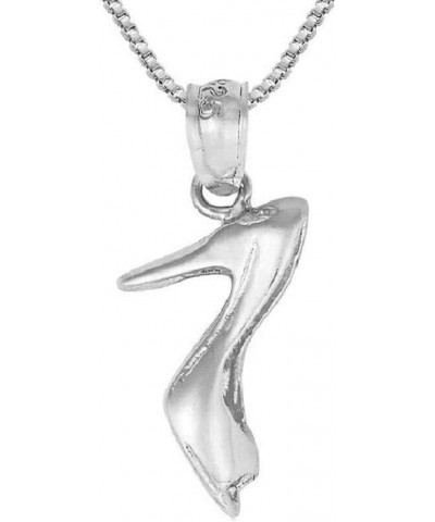 Sterling Silver High Heel Shoe 3 Dimensional Pendant, Made in USA, Italian Box Chain Pendant w/ 20" Box Chain $9.11 Necklaces