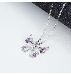 Butterfly Necklace 925 Sterling Silver Purple Butterfly Necklaces for Women Opal Pretty Necklace Cute Jewelry Butterfly Gifts...