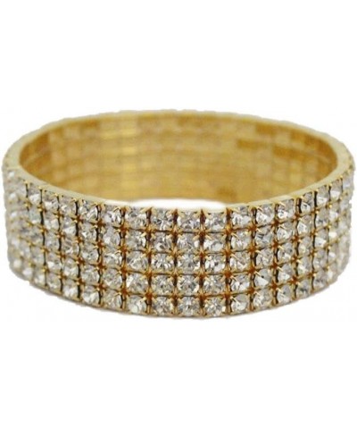 Clear Rhinestone Sparkling Pave Elastic Stretch Tennis Bracelet 5 Row Gold-Tone $5.60 Bracelets