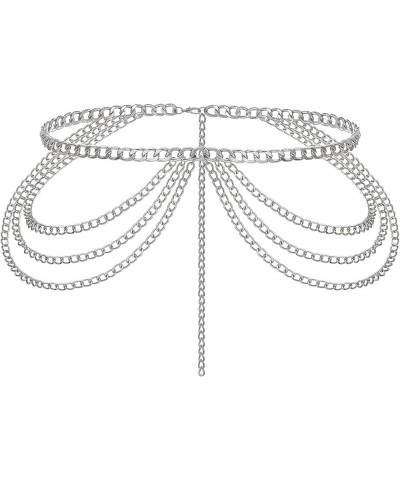 Adjustable Multi-Layer Waist Chain Belt for Women - Stylish and Versatile Accessory Silver $12.75 Others