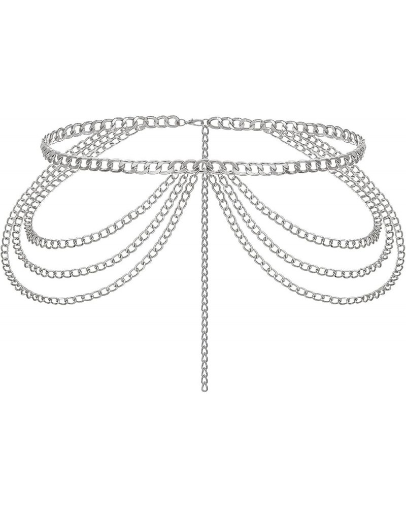 Adjustable Multi-Layer Waist Chain Belt for Women - Stylish and Versatile Accessory Silver $12.75 Others