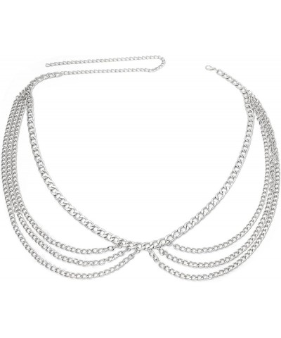 Adjustable Multi-Layer Waist Chain Belt for Women - Stylish and Versatile Accessory Silver $12.75 Others