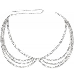 Adjustable Multi-Layer Waist Chain Belt for Women - Stylish and Versatile Accessory Silver $12.75 Others