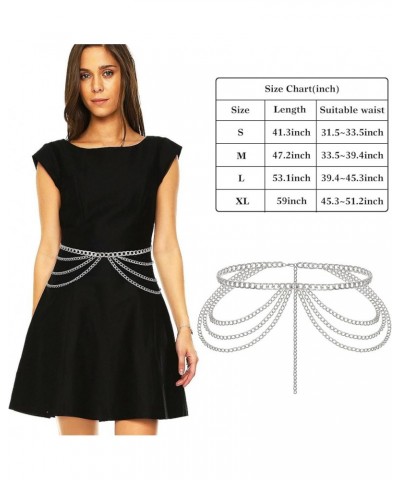 Adjustable Multi-Layer Waist Chain Belt for Women - Stylish and Versatile Accessory Silver $12.75 Others