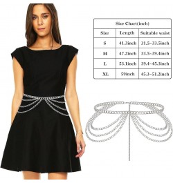 Adjustable Multi-Layer Waist Chain Belt for Women - Stylish and Versatile Accessory Silver $12.75 Others