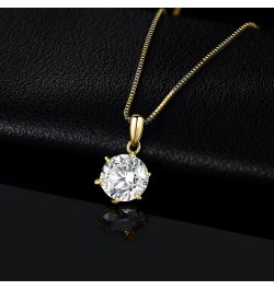 Round 1ct 2ct 3ct Moissanite Solitaire Pendant Necklace for Women, Classic Simulated Diamond 925 Sterling Silver 14k White Go...