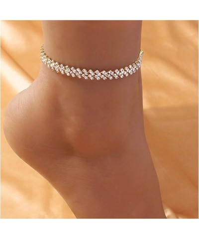 Rhinestone Tennis Chain Heart Anklet Bracelet,Crystal Heart Pendant Anklets,Bikini Foot Chain Bracelet,Crystal Armlet,Rhinest...