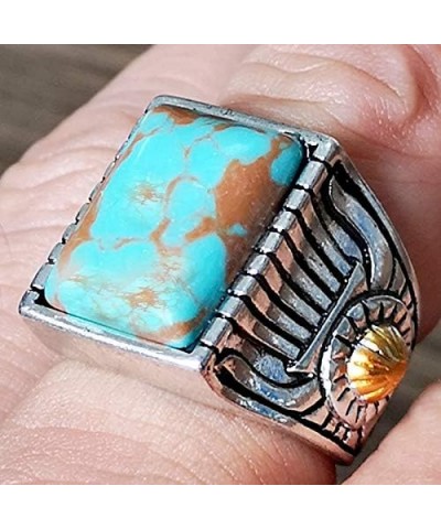 Handmade Rings for Women Square Stone Rings for Women Silver Plated Rings Square Turquoise Ring Sterling Silver 925 Gemstones...