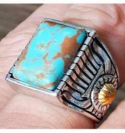 Handmade Rings for Women Square Stone Rings for Women Silver Plated Rings Square Turquoise Ring Sterling Silver 925 Gemstones...