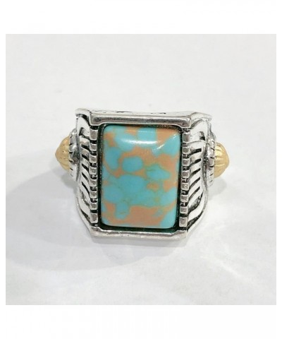 Handmade Rings for Women Square Stone Rings for Women Silver Plated Rings Square Turquoise Ring Sterling Silver 925 Gemstones...