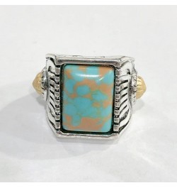 Handmade Rings for Women Square Stone Rings for Women Silver Plated Rings Square Turquoise Ring Sterling Silver 925 Gemstones...